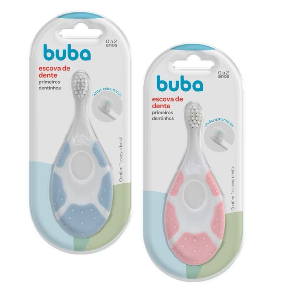 Escova de Dente Buba Higiene Bucal Escovinha Bebê Massageador Gengiva Primeiros Dentinhos Bebe