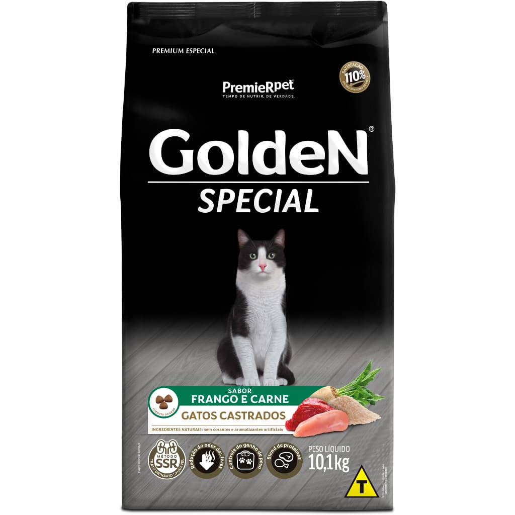 Ração Golden Special Gatos Castrados Frango e Carne 10,1kg