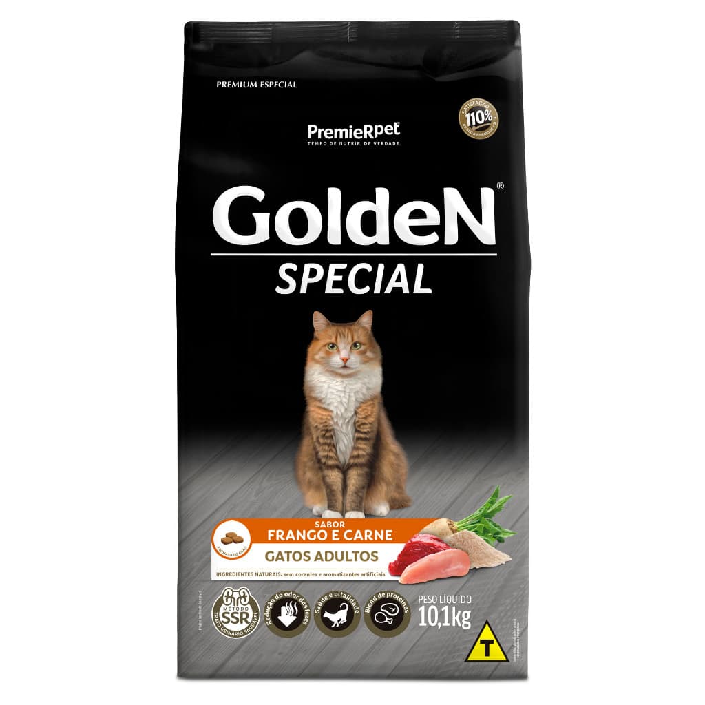 Ração Golden Special Gatos Adultos Frango e Carne 10,1kg