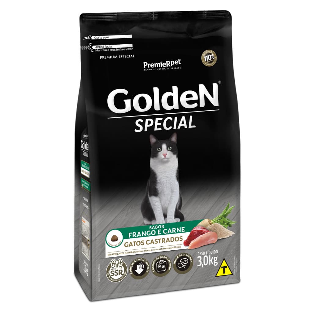 Ração Golden Special Gatos Castrados Frango e Carne 3kg