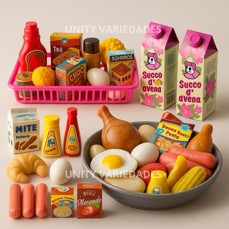 Kit Brinquedos Menina Menino 31 Pç Comidinha Infantil Mercadinho Comidas Panelinha Brinquedo Cozinha