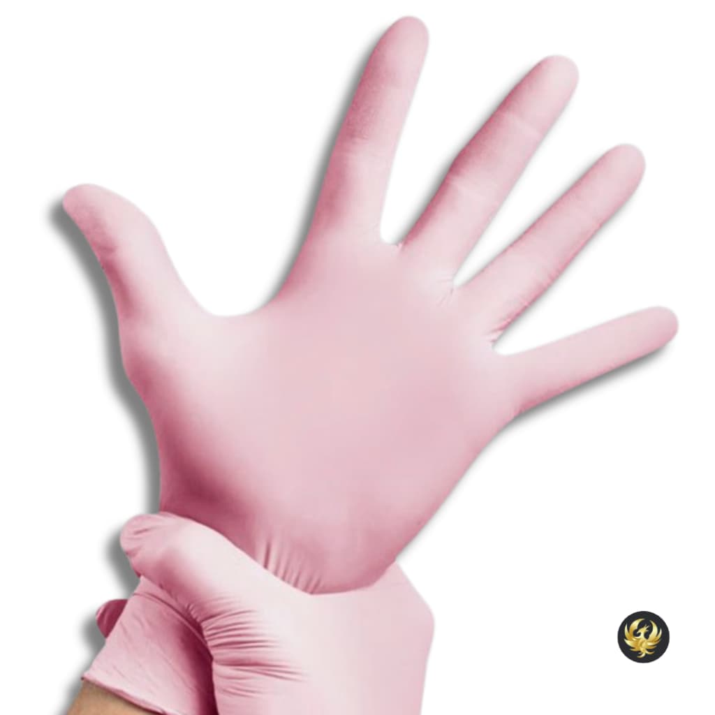 Luva Nitrilica Rosa Descartável Sem Pó C/100 Unidades - PP, P, M ou G