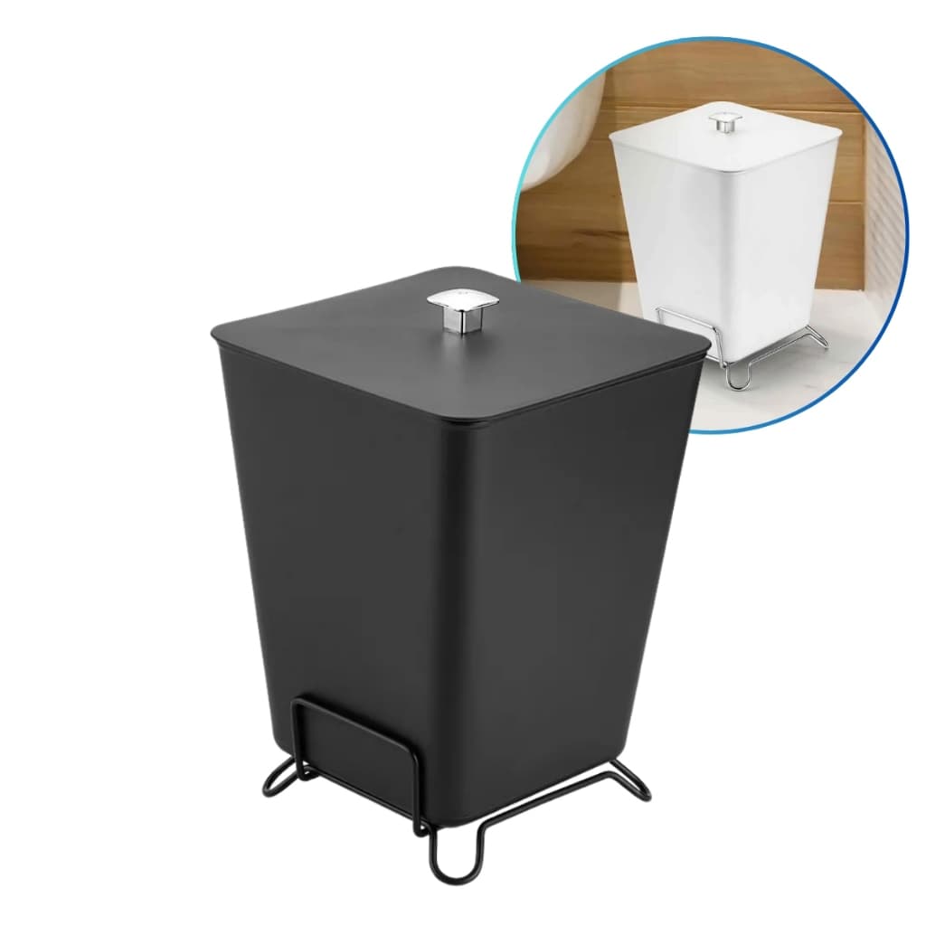 Lixeira Quadrada Com Aramado Interno 7 Litros Banheiro Cozinha Universal Multiuso