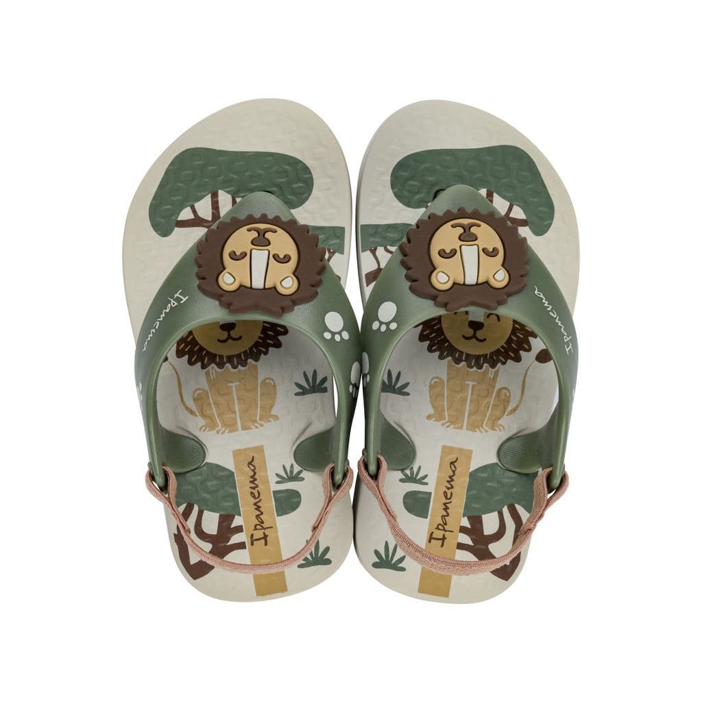 Chinelo Baby Masculino Ipanema Safari Leão com elástico - ORIGINAL