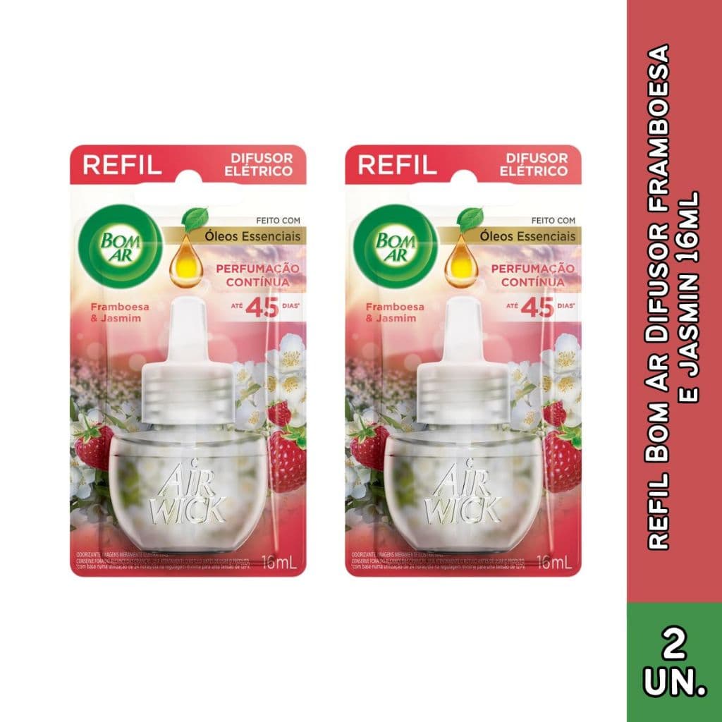 KIT COM 2 Refil Líquido para Difusor de Framboesa e Jasmim 16ml