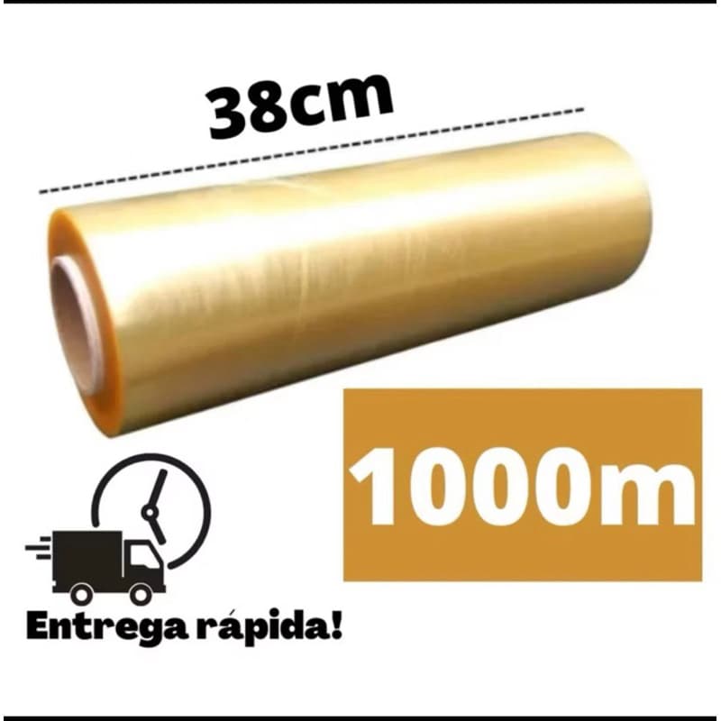 Rolo de  Bobina Plastico Filme stretch Pvc Esticavel Resistente 38 cm X 1000 metros..