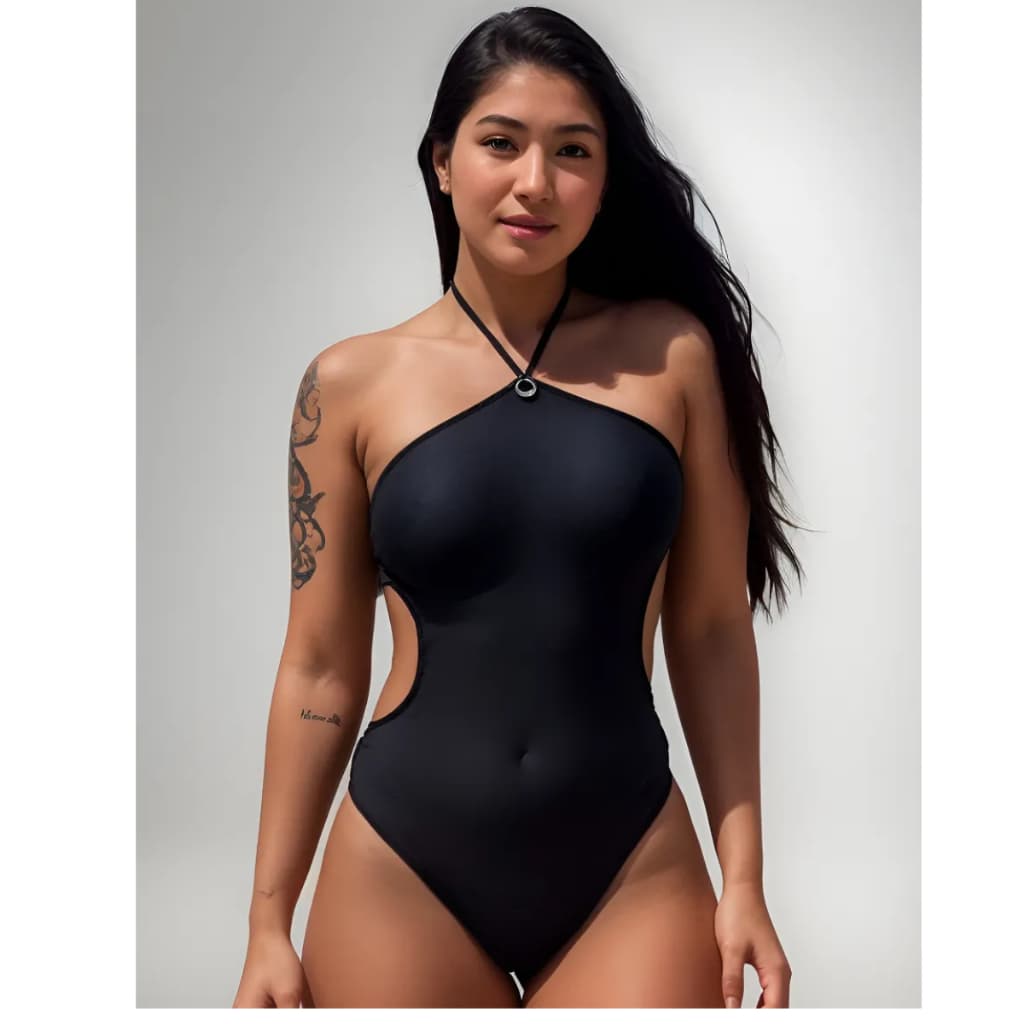 Body Maiô Feminino Engana Mamãe Tecido Suplex Preto moda verão moda praia - com Bojo