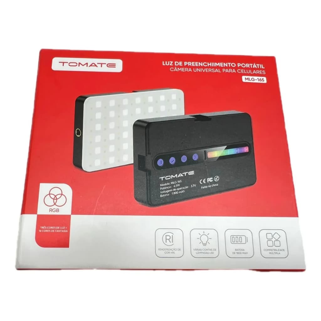 Luz De Preenchimento Rgb Portátil Câmera Universal Tomate Preto