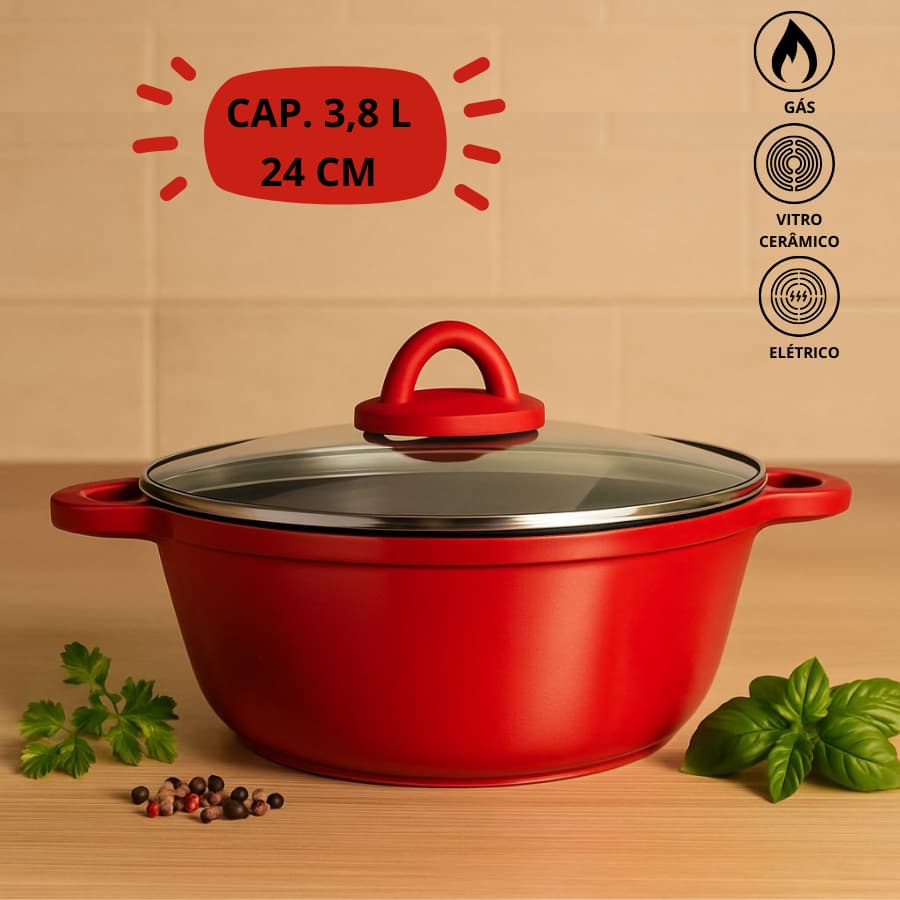 Caçarola de Alumínio com Revestimento Cerâmico 24CM