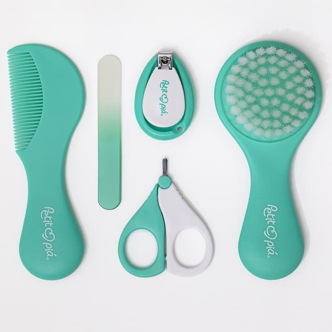 Kit Cuidados Higiene Do Bebê Petit Piá 5 Peças Verde 0m+