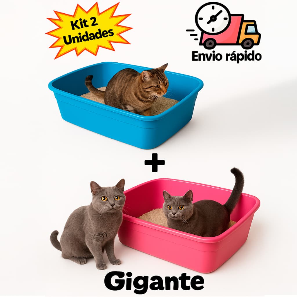 Kit 2 Caixa de Areia Gatos Grande 2 Un Bandeja Higiênica Para Areia Pra Gato Grande