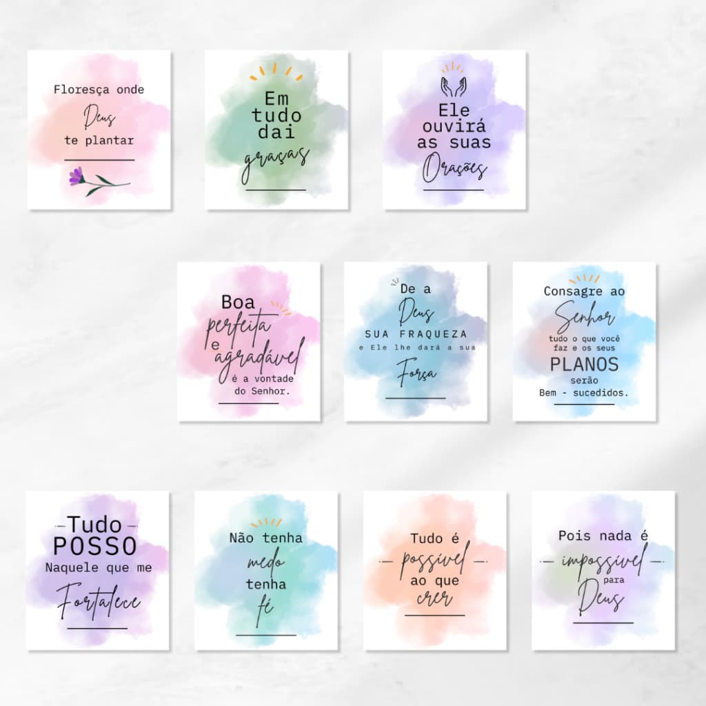Mini cartão frases motivacionais Bíblicas- mimo cliente- embalagens