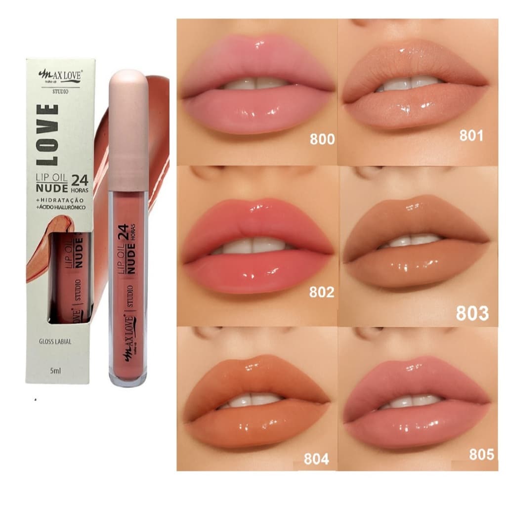Lip Oil Gloss Max Love com Ácido Hialurônico 24 Horas Brilho e Hidratação Lábios