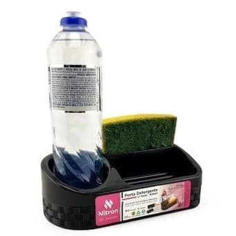 Porta Detergente Esponja 10,5x19,8x7cm Bucha Sabão Esponja Plastico Rattan Com base Nitron