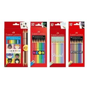 Kit Lápis Faber-Castell C/4, C/3, C/2 Itens - Lápis de Cor Pastel + Neon + Metálico + Tons de Pele