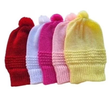 5 toucas de lã pra bebê recém nascido menina