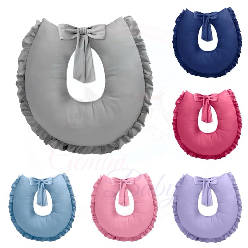 Almofada De Amamentação Com Zíper e Laço 100% Poliéster Menino Menina Cores Lisas