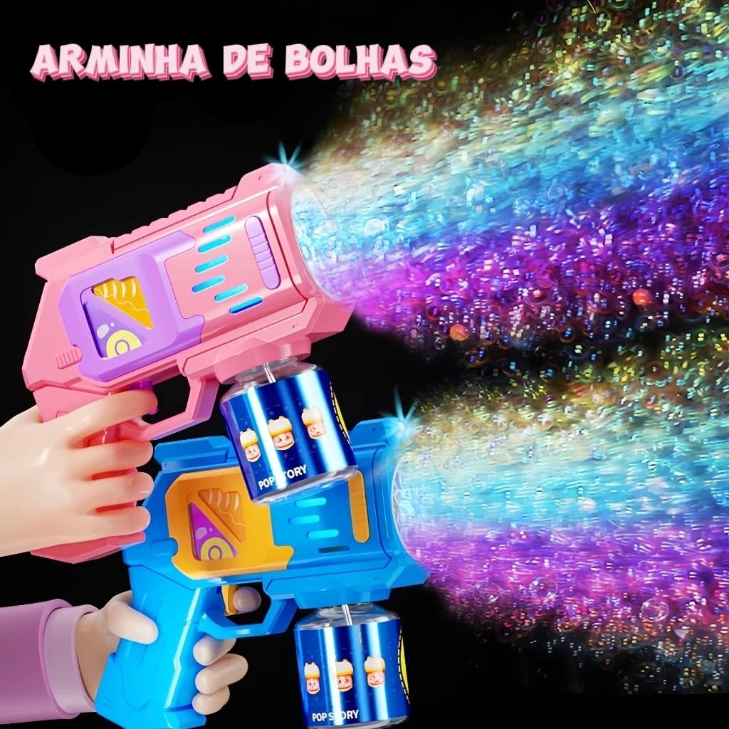 Máquina Lança Bolha De Sabão Automática Colorido Brinquedo Infantil Azul Vermelho Máquina 10 furos de bolhas festa
