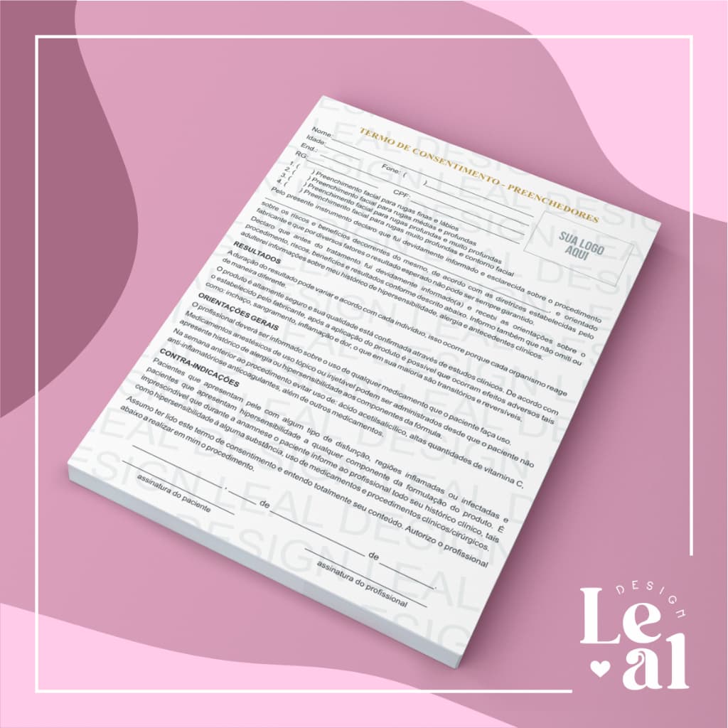 Bloco Papelaria Estética | Termo Preenchedores