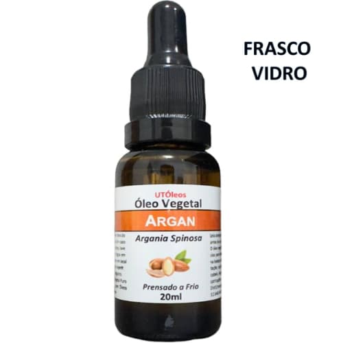 Óleo Vegetal de Argan 100% Puro 20ml Frasco Vidro