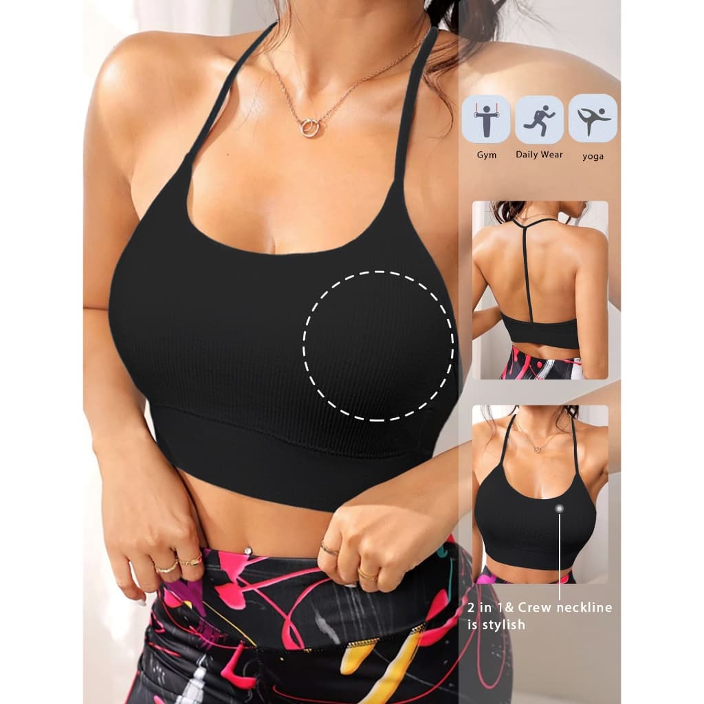 Sutiã esportivo sexy - Design de costas em Y antiderrapante respirável e absorvente de umidade 9267