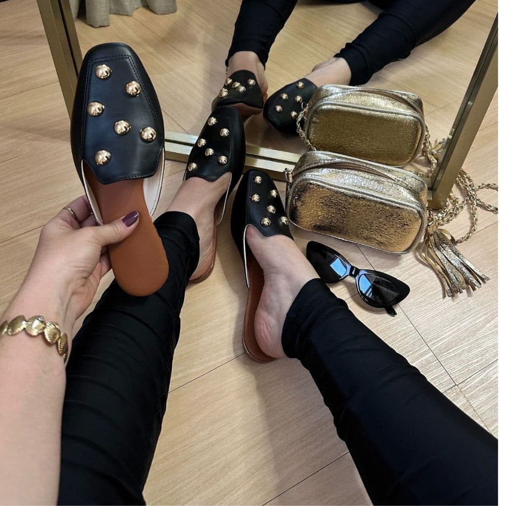 Mule Feminino Bico Quadrado Boho Chic Minimalista Confortável