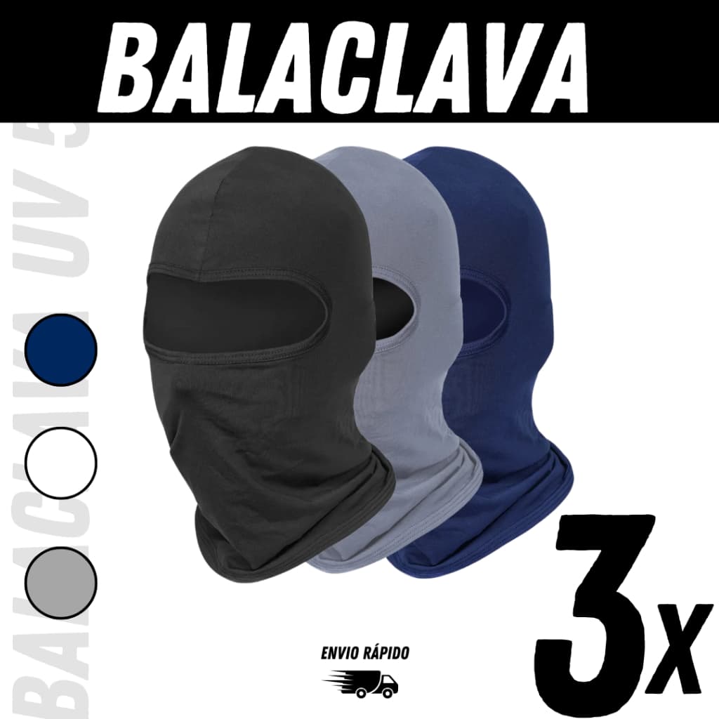 Kit 3 Touca Ninja Balaclava Toca UV+50 Proteção Solar Térmica Motoqueiro Motoboy Touca Preta