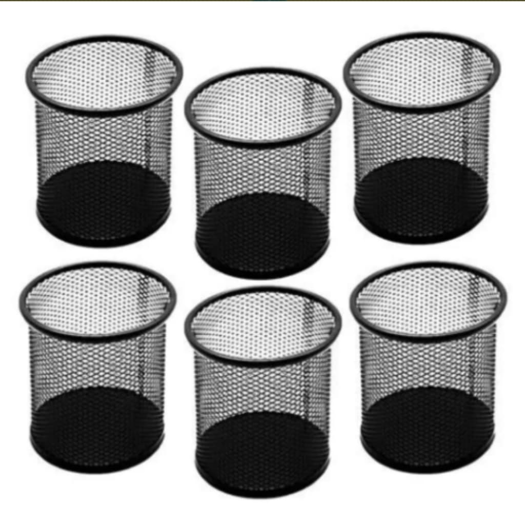 Kit C/ 6 Porta Caneta Lápis Redondo Aramado Telado Cor Preto