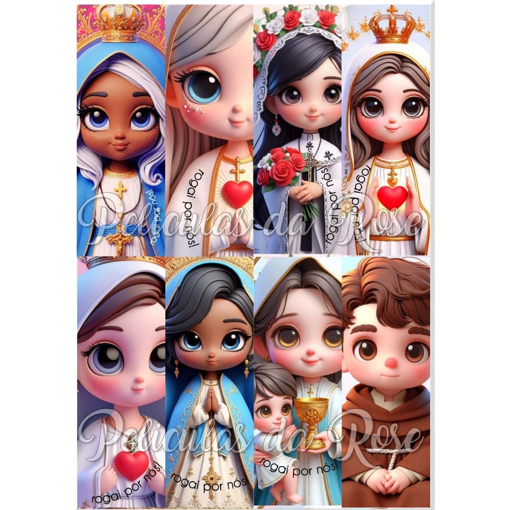 50 Marca-Páginas Santinhos Católicos | Mimos Religiosos para Clientes | Brindes Papelaria