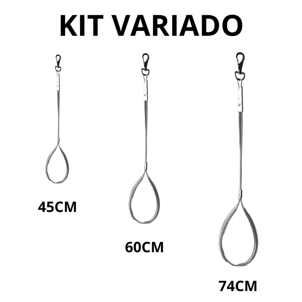 Kit Conjunto Com 3 Guias De Contenção Para Cães Banho e Tosa Veterinário Pet – Aço Revestido