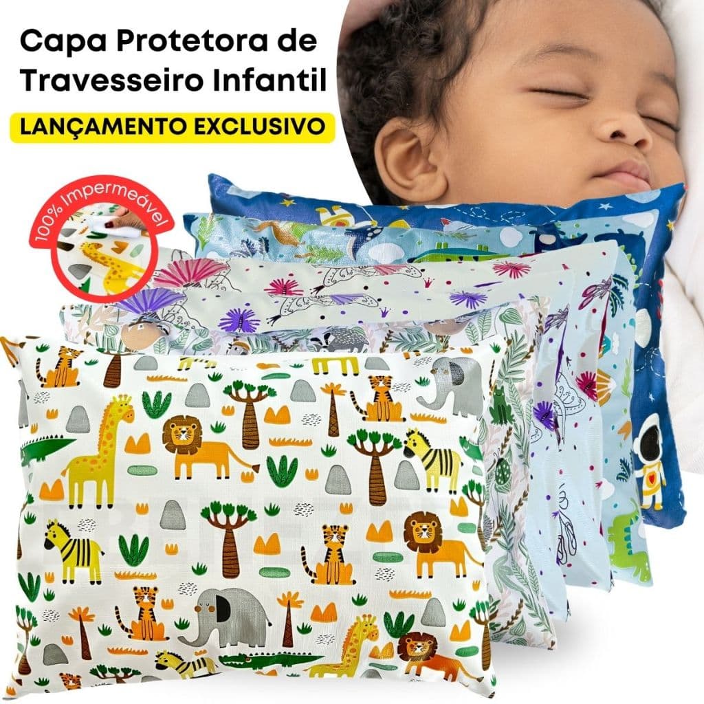 Capa Para Travesseiro Kids Estampados Impermeável Protetor Infantil Antialérgico e Antiácaro