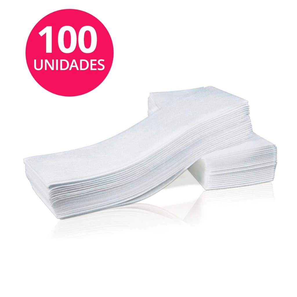Lenços Descartáveis TNT para Depilação 100un Resistente Não Rasga 23x7,2cm Cera Depilatória