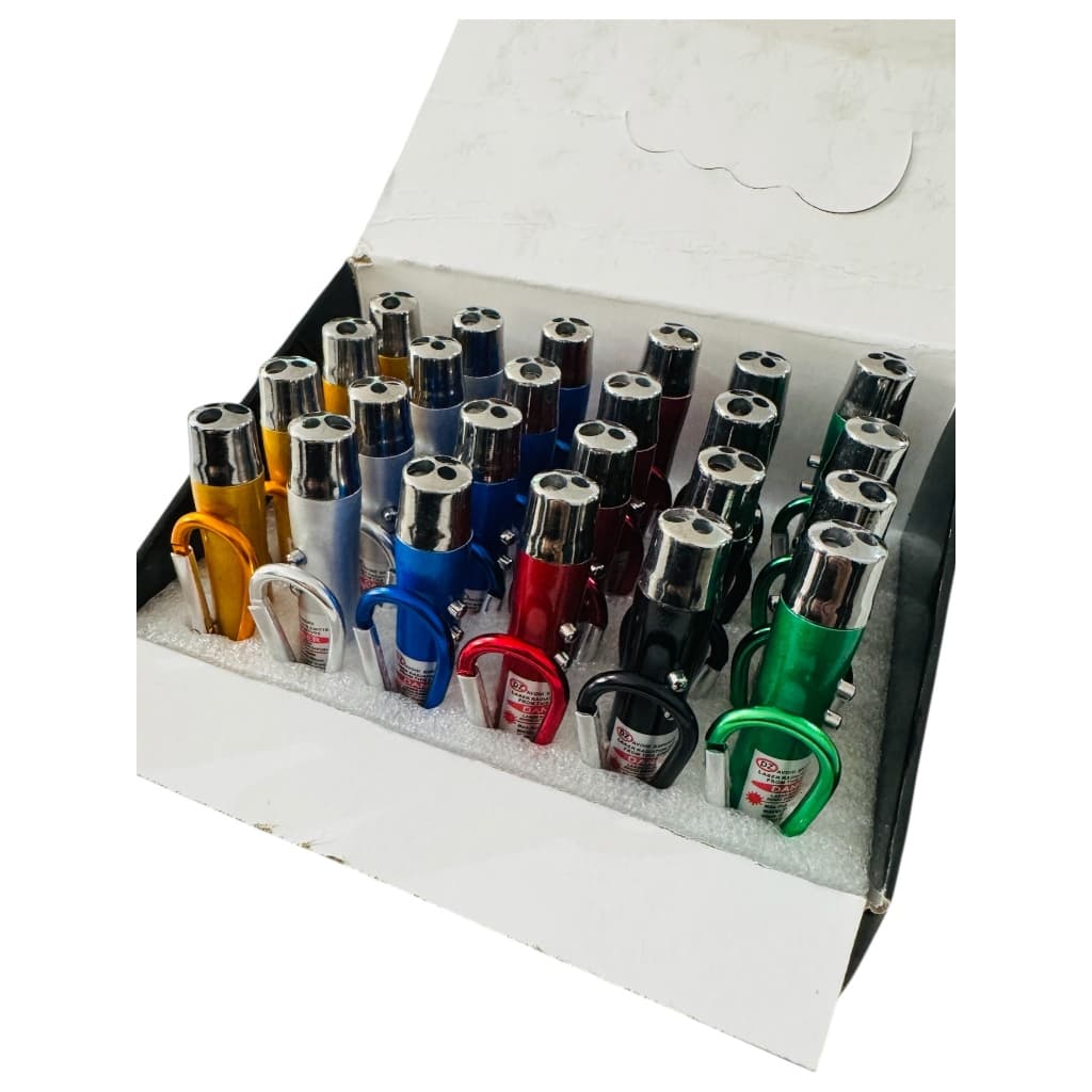 Kit Com 12 Unidades De Mini Lanterna Laser Led Feixe De Luz Ponteiro 3 Em 1 (12+LASER)