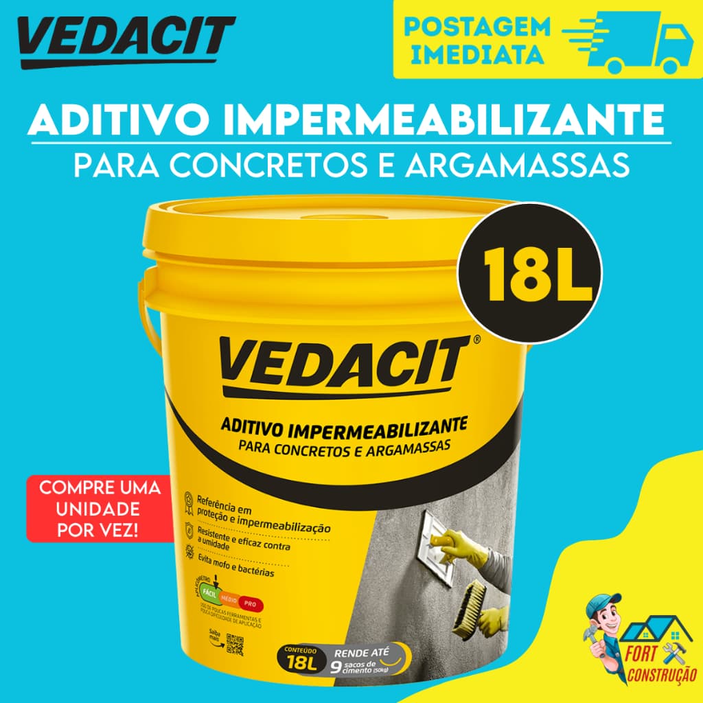 Aditivo Impermeabilizante Vedacit 3,6L 18L  - VEDACIT - Concreto e argamassa