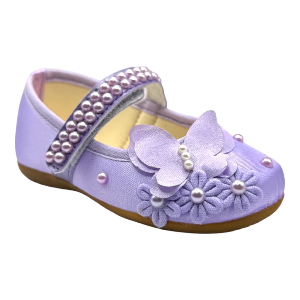 Sapatilha Jardim Encantado Borboletas Flores Lilás Infantil Menina Manta Velcro
