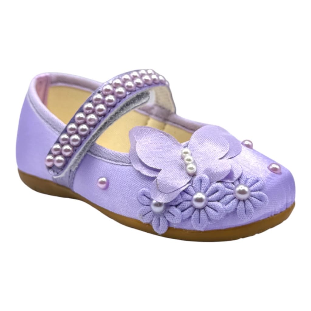 Sapatilha Infantil Lilás Jardim Encantado Borboletas Flores Manta Velcro
