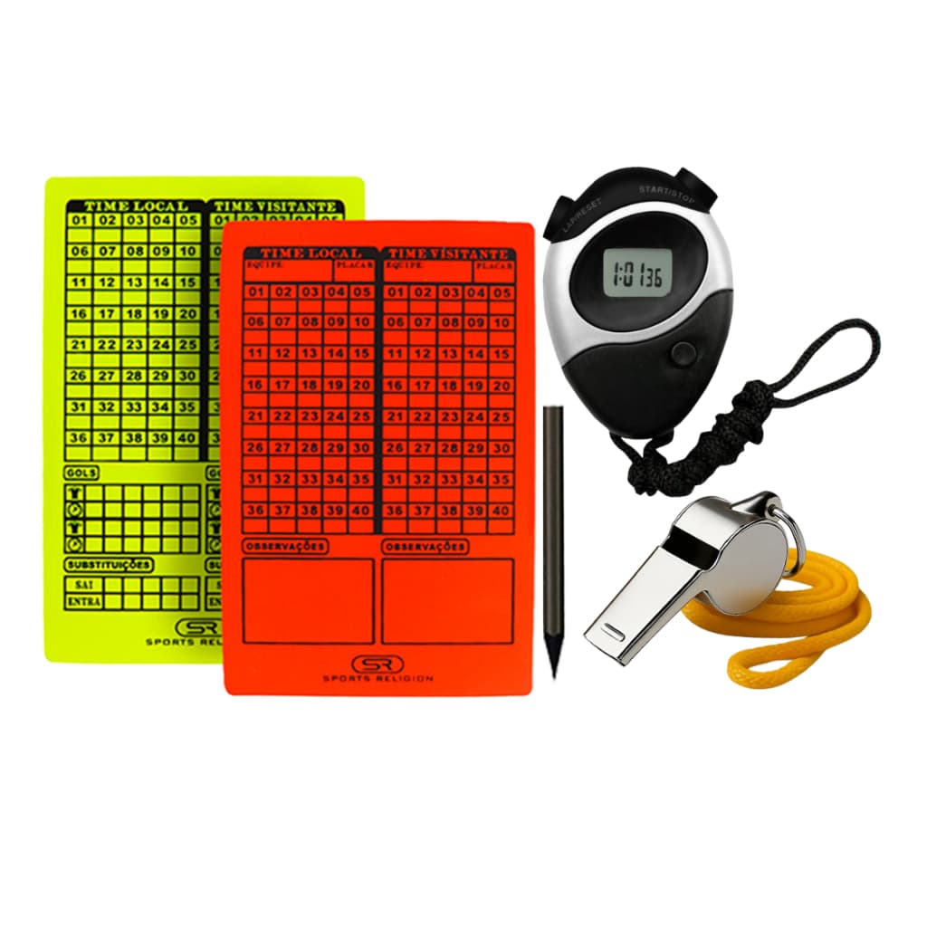 Cartão Arbitro Futebol  + Apito Metal com Cordão