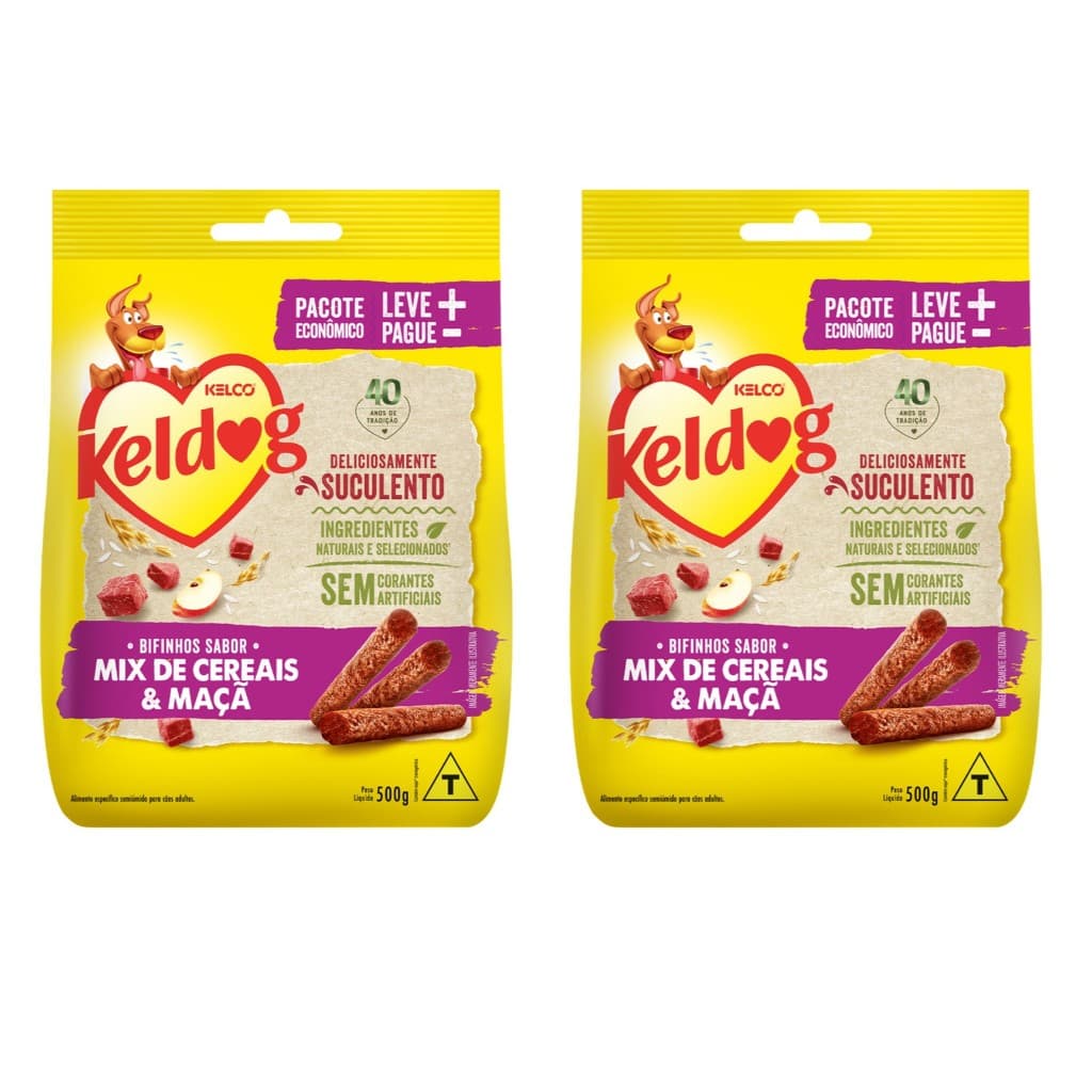 Bifinho Keldog Criadores Sabor Mix Cereais Vegetais Kit 2 Unidades Cachorro  500g