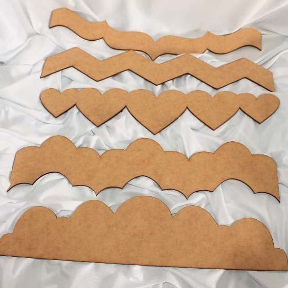 Régua Molde Barrado Patchwork MDF cru 3mm kit 5 unidades 40cm