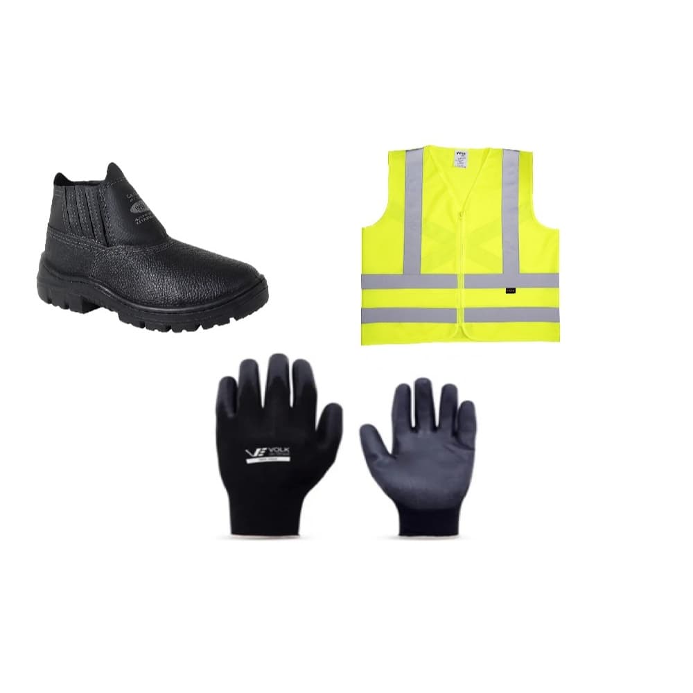 Kit Epi Entregador Botina Bico PVC Colete e Luva