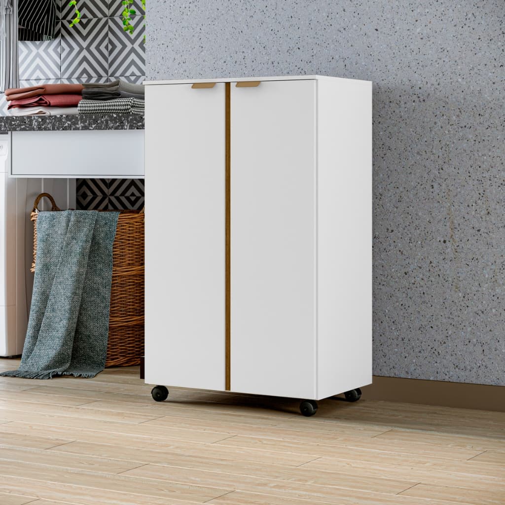 Sapateira com rodinhas organizadora multiuso 2 portas e 3 prateleiras branca acabamento flex