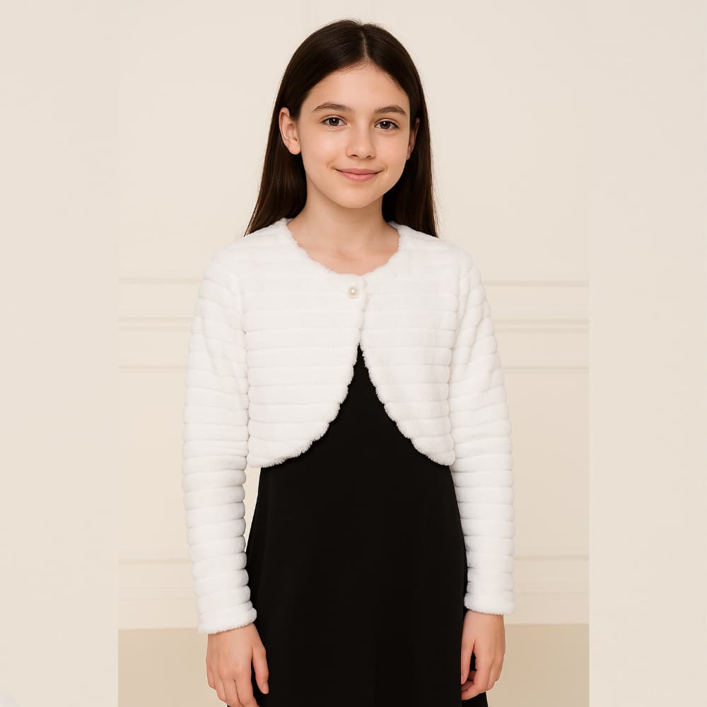 Bolero Infantil Casaquinho Branco Festa Batizado Luxo