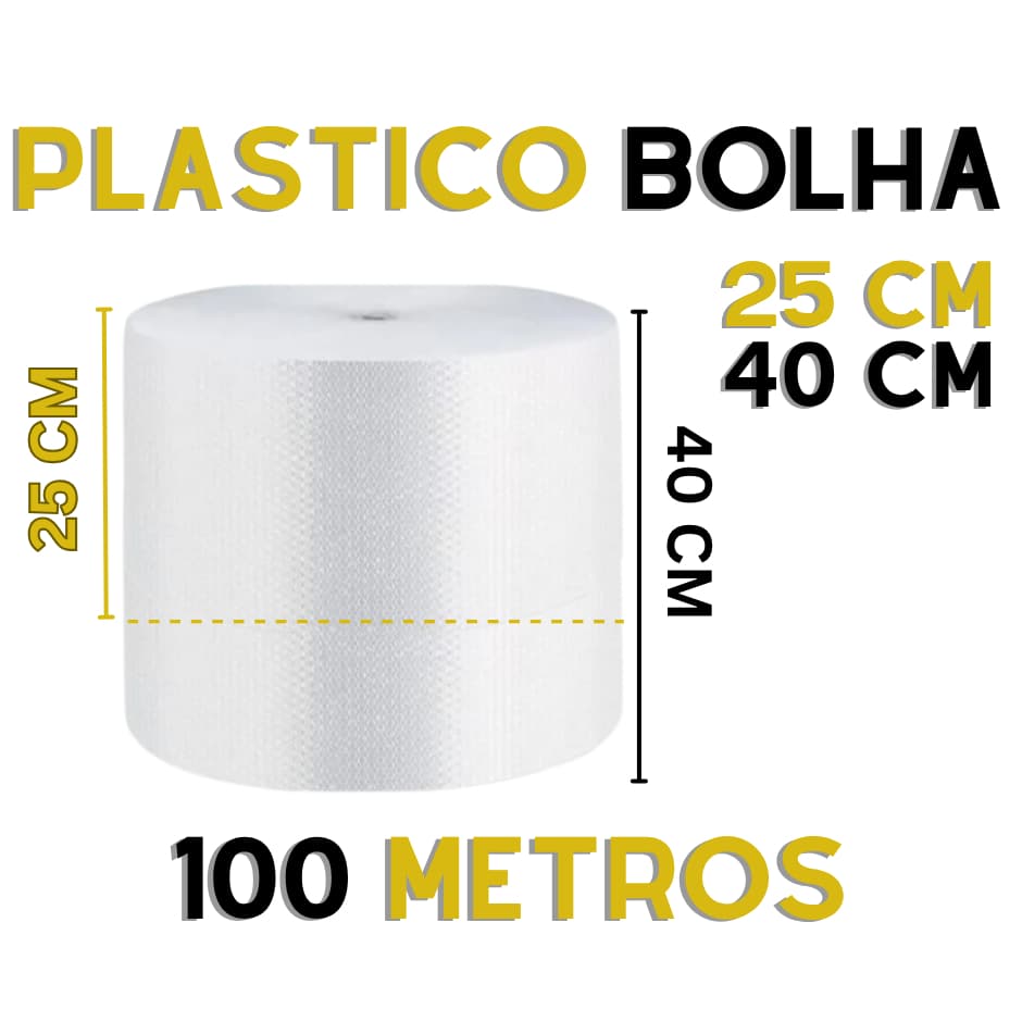 Bobina Plástico Bolha - Proteção na mudança 100 metros c/ 25 micras Resistente