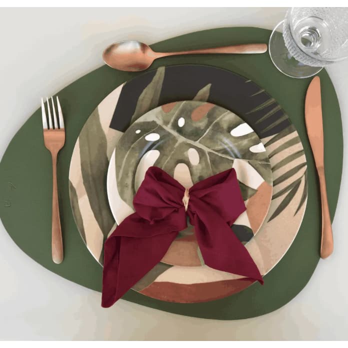 Kit Sousplat Jogo Americano Mesa Posta Organico Dupla Face Couro Sintetico Costurado Souplast Suplat