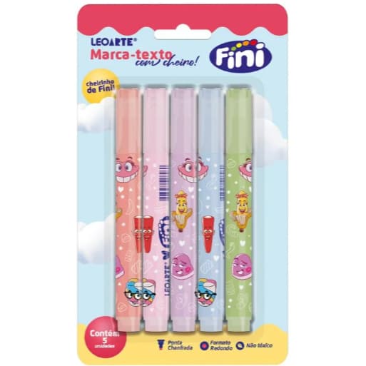 MARCA-TEXTO CORPO ESTAMPADO C/ AROMA FINI - BLISTER C/ 5 UND LEOARTE