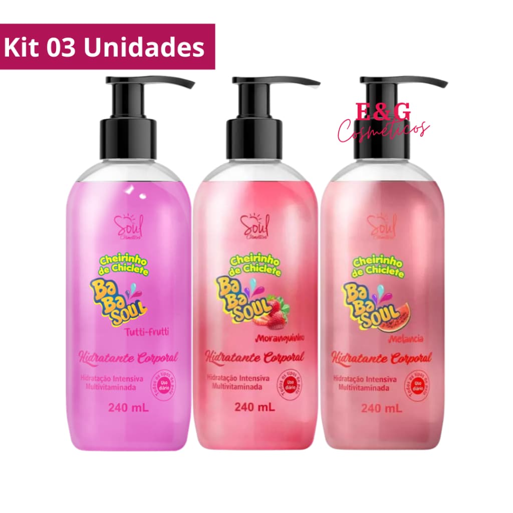 Kit 03 Hidratante Corporal Babasoul 240ml Soul Cosméticos