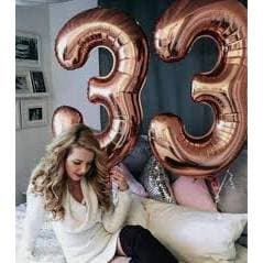 Kit 2 Balões Números ROSE GOLD Metalizado Grande 80 cms - Envio Imediato