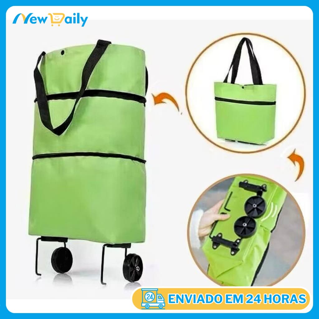 Bolsa De Compra Dobrável Carrinho De Feira Dobrável Com Rodas e Alça Carrinho De Compras CS-12-XH