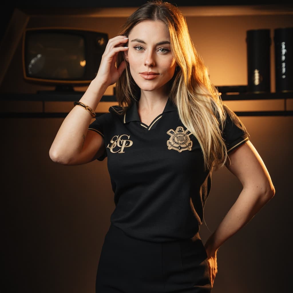 Camisa Corinthians Polo Ouro Feminina Oficial