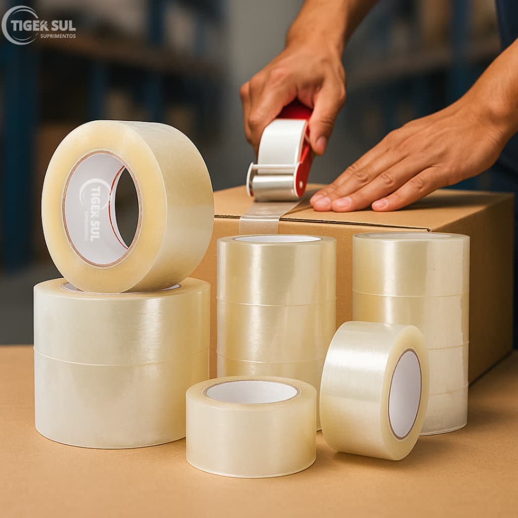 Kit 10 Fitas Adesivas 45x50m Transparente – Cola Forte | Ideal p/ Embalagens Seguras